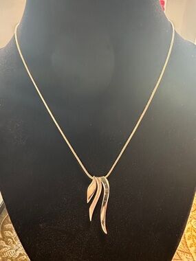 Silver - Tone Three Leaf Pendant Necklace - Women's Jewelry